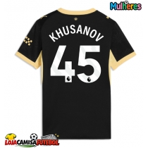 Camisa de Futebol Manchester City Abdukodir Khusanov #45 Equipamento Secundário Mulheres 2026-27 Manga Curta